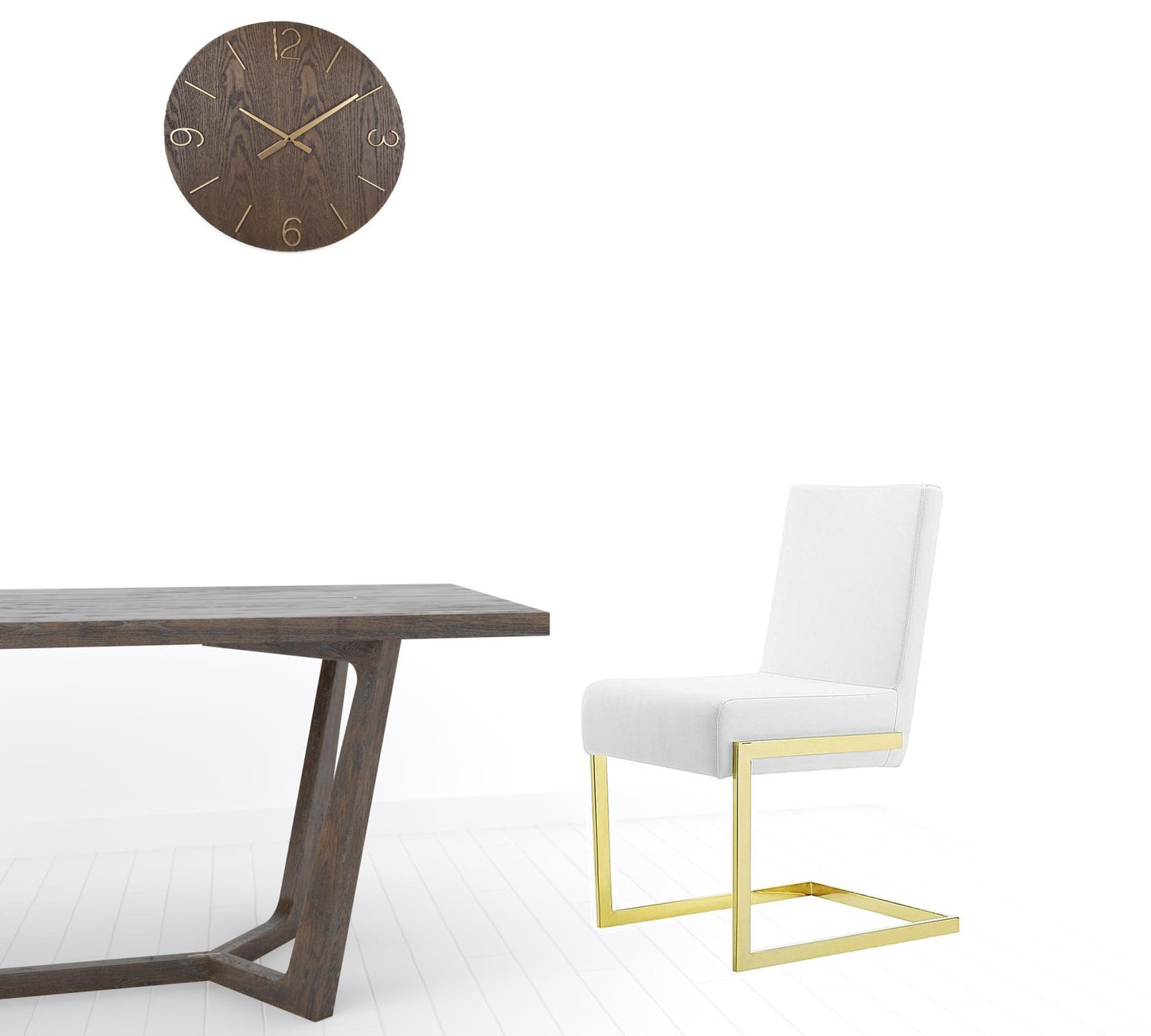 White Gold Modern Dining Chairs - Set of 2