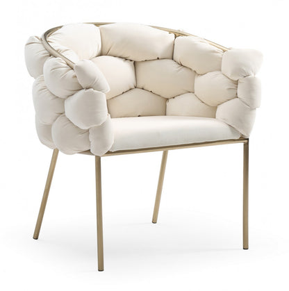 White & Brass Fabric Dining Chair