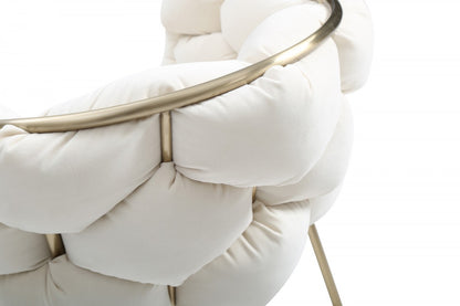 White & Brass Fabric Dining Chair