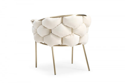 White & Brass Fabric Dining Chair