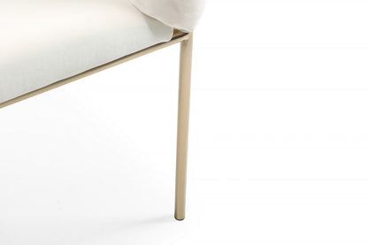 White & Brass Fabric Dining Chair