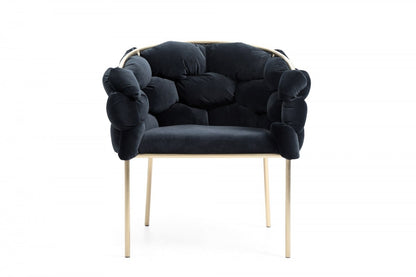 Black Geo Velvet & Brushed Brass Velvet Dining Chair