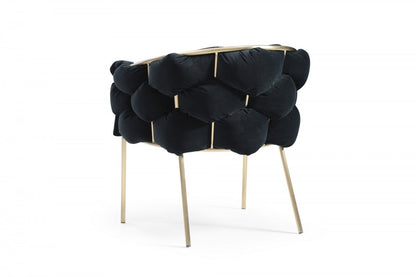 Black Geo Velvet & Brushed Brass Velvet Dining Chair