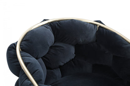 Black Geo Velvet & Brushed Brass Velvet Dining Chair