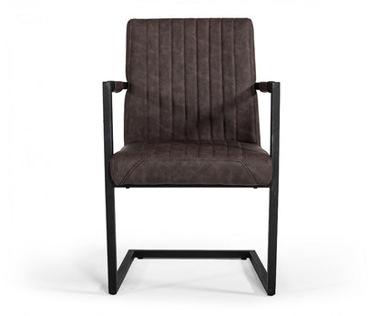 Brown Faux Leather Dining Chairs - Set of 2