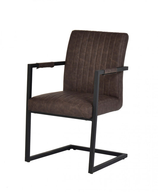 Brown Faux Leather Dining Chairs - Set of 2