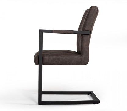 Brown Faux Leather Dining Chairs - Set of 2