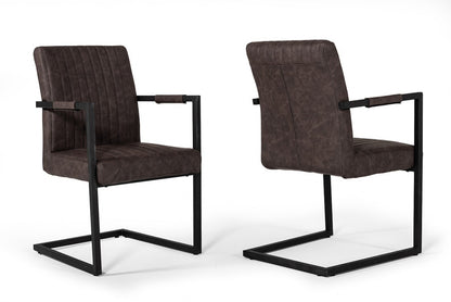 Brown Faux Leather Dining Chairs - Set of 2