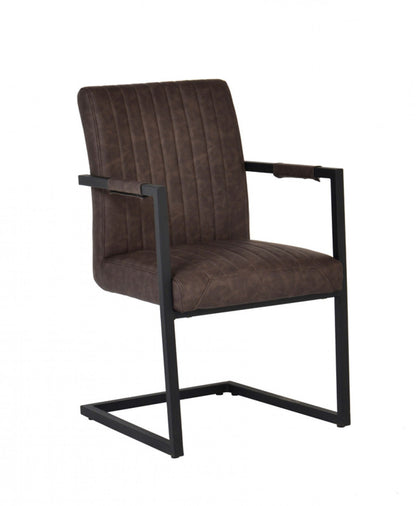 Brown Faux Leather Dining Chairs - Set of 2