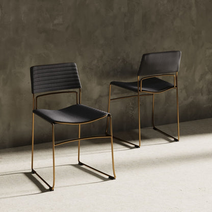 Gray Gold Fabric Dining Chairs - Set of 2