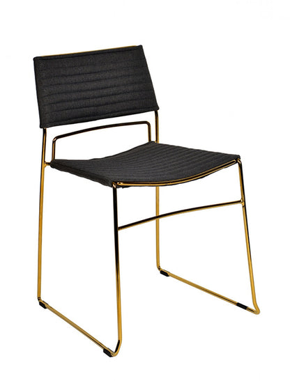Gray Gold Fabric Dining Chairs - Set of 2