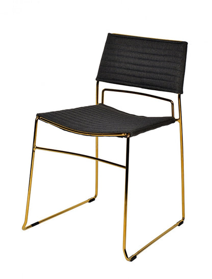 Gray Gold Fabric Dining Chairs - Set of 2