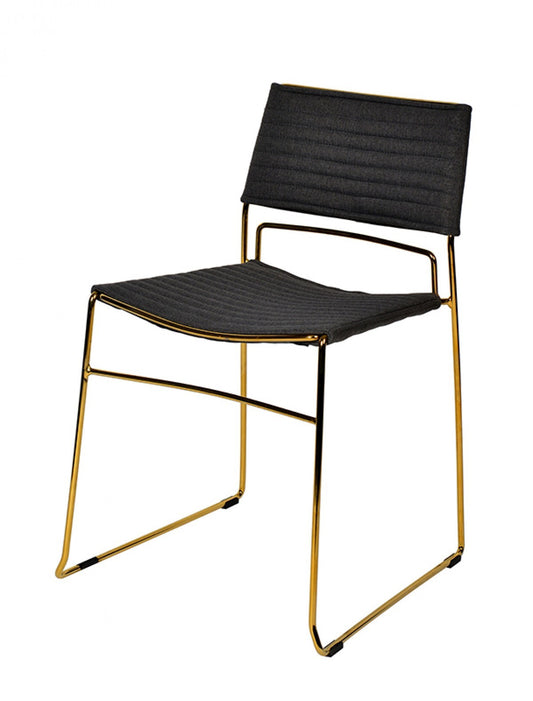 Gray Gold Fabric Dining Chairs - Set of 2
