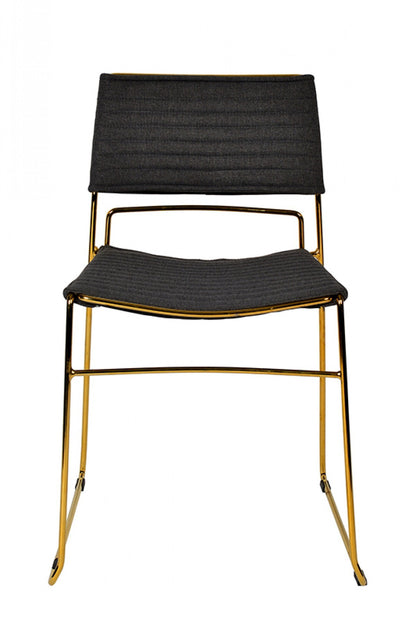 Gray Gold Fabric Dining Chairs - Set of 2