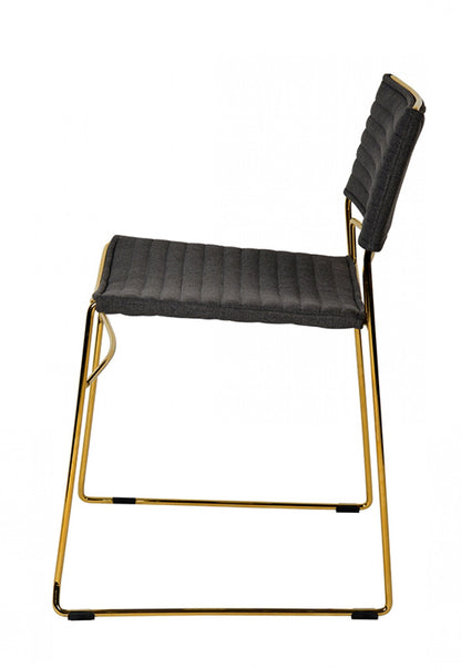 Gray Gold Fabric Dining Chairs - Set of 2