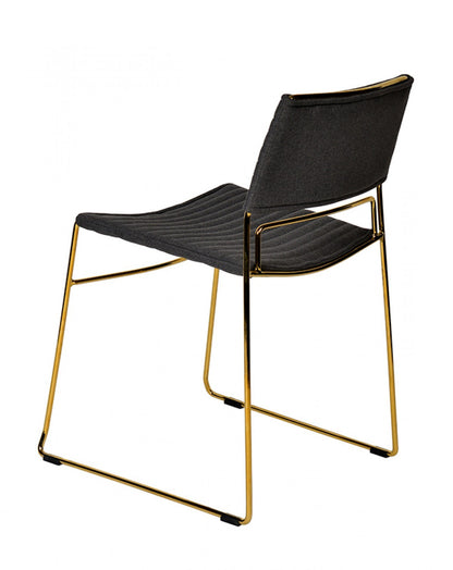 Gray Gold Fabric Dining Chairs - Set of 2
