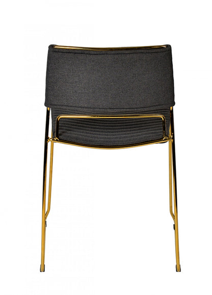 Gray Gold Fabric Dining Chairs - Set of 2