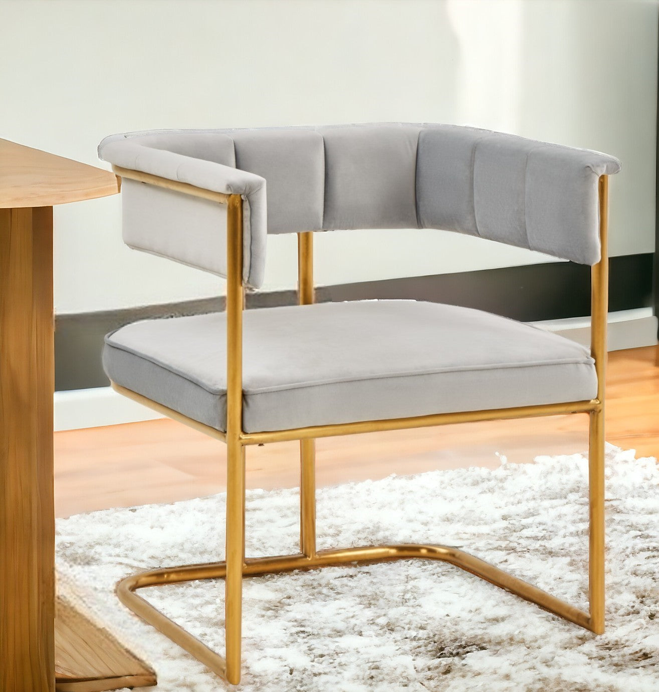 Gray & Gold Fabric Dining Chair