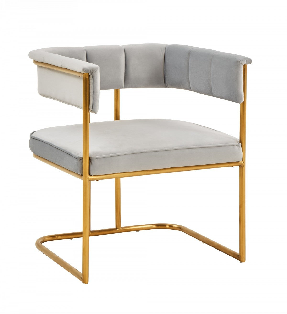Gray & Gold Fabric Dining Chair