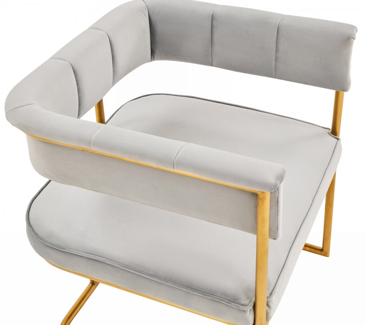 Gray & Gold Fabric Dining Chair