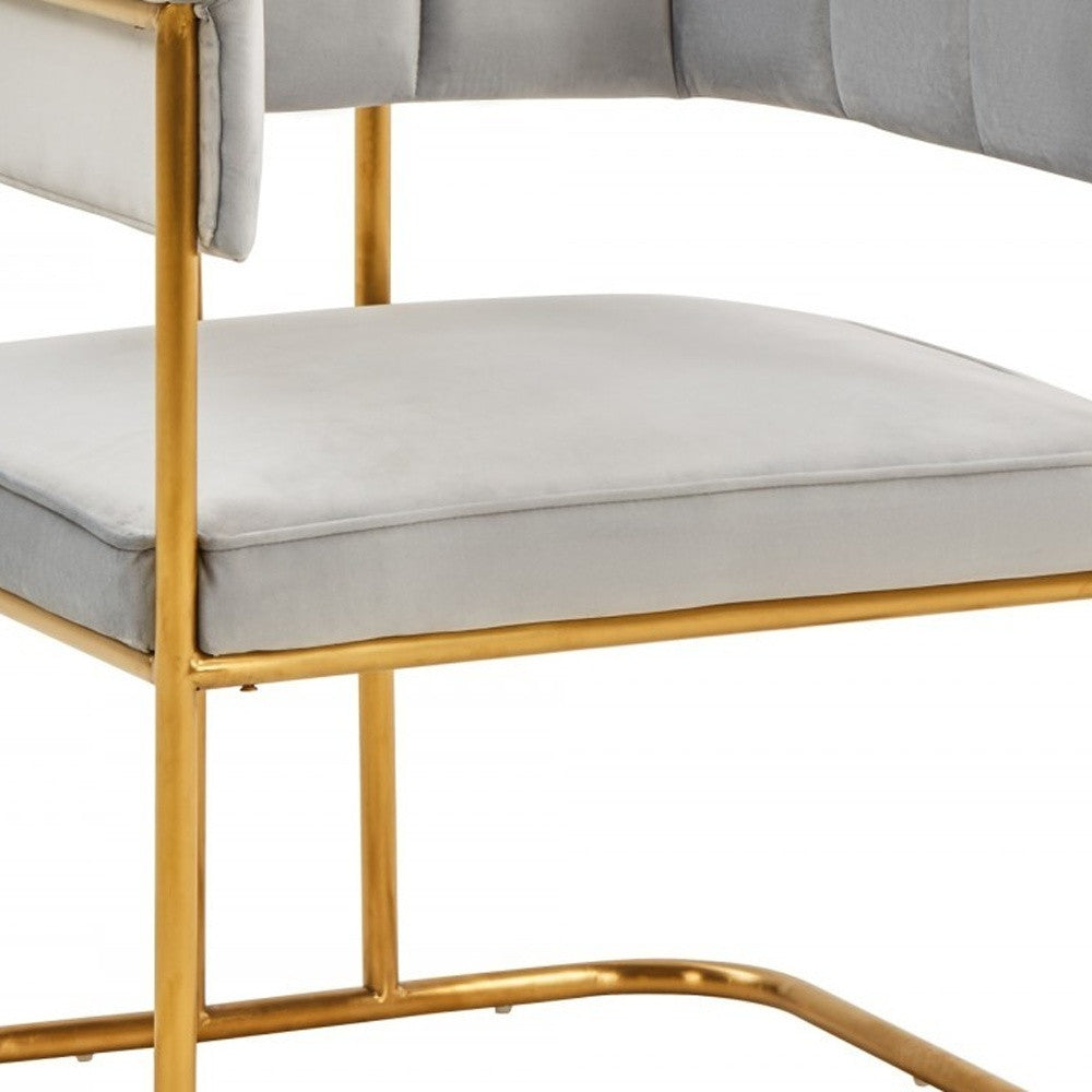 Gray & Gold Fabric Dining Chair