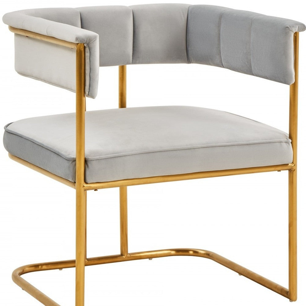 Gray & Gold Fabric Dining Chair