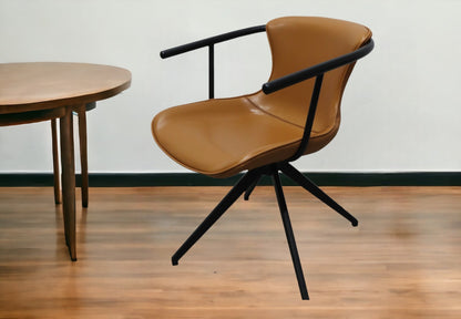 Camel & Black Faux Leather Dining Chair
