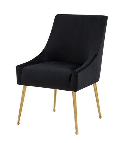 Black Gold Velvet Dining Chairs - Set of 2
