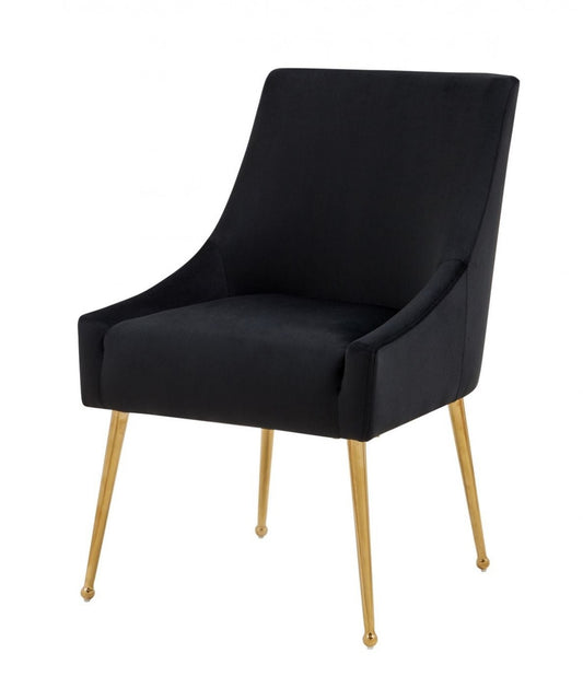 Black Gold Velvet Dining Chairs - Set of 2