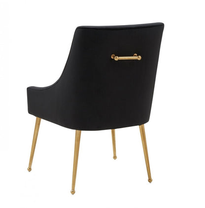 Black Gold Velvet Dining Chairs - Set of 2