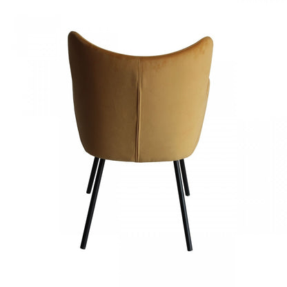 Yellow Curvy Velvet & Black Modern Dining Chair