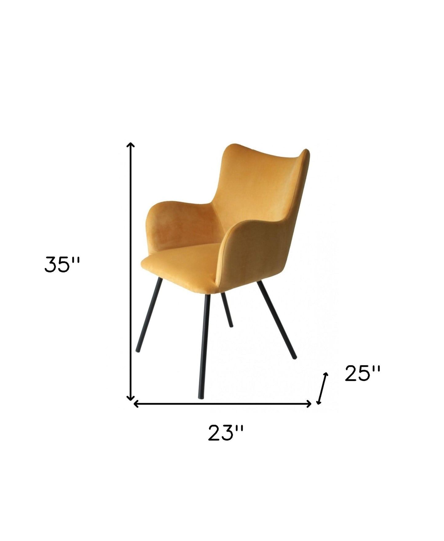 Yellow Curvy Velvet & Black Modern Dining Chair