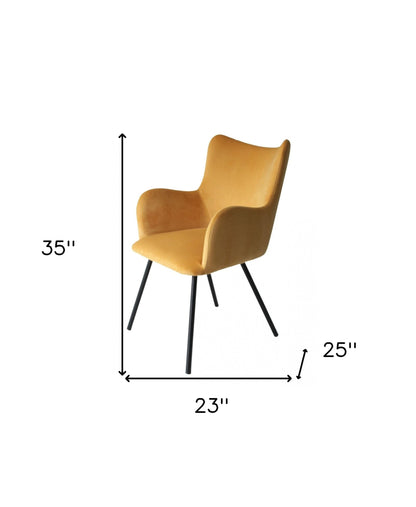 Yellow Curvy Velvet & Black Modern Dining Chair