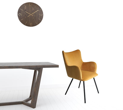 Yellow Curvy Velvet & Black Modern Dining Chair