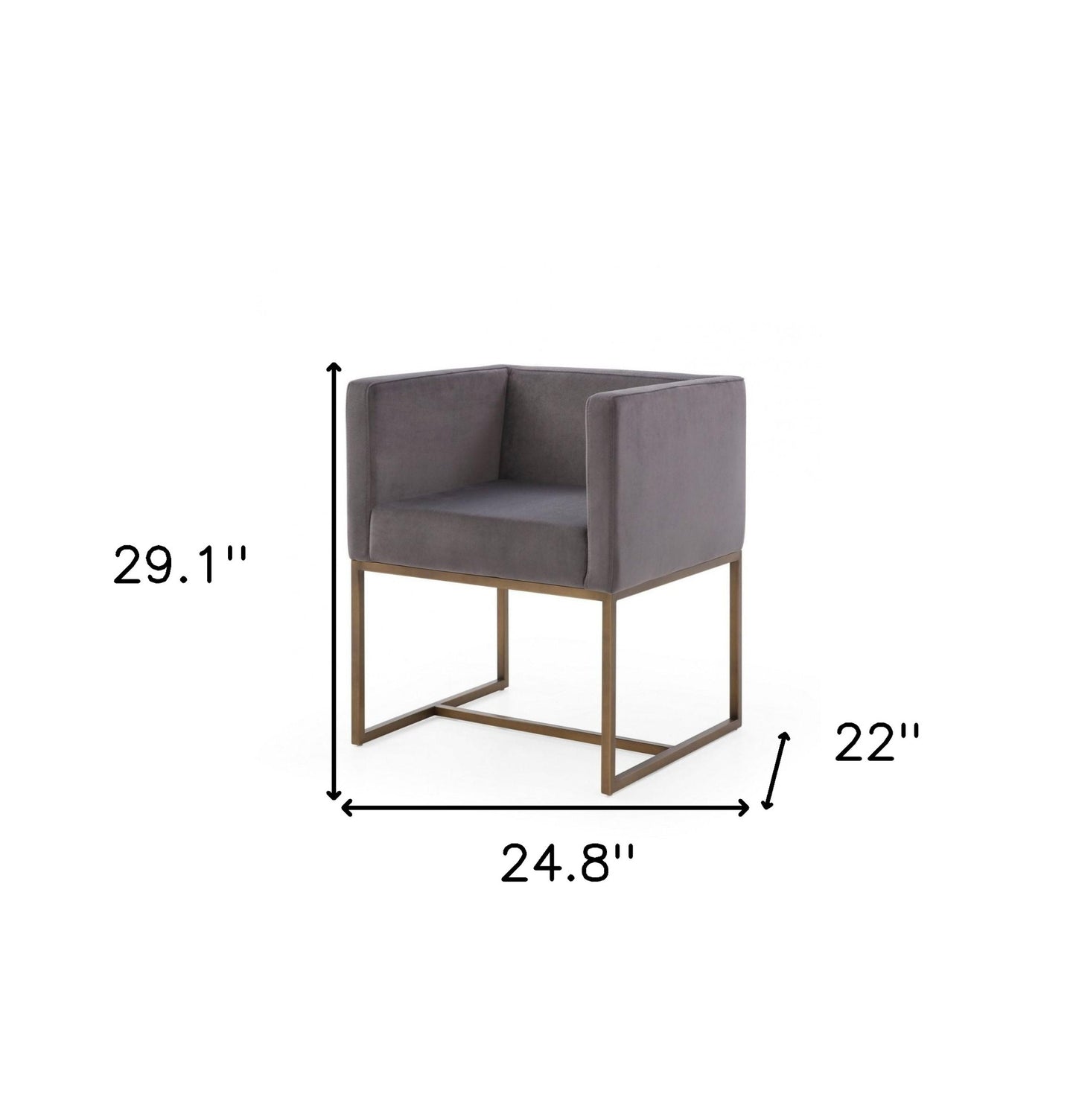 Dark Gray Velvet Antique Brass Dining Chair