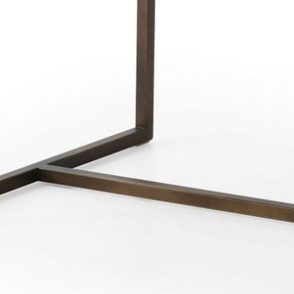 White & Brass Fabric Dining Chair