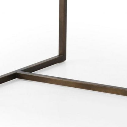 White & Brass Fabric Dining Chair