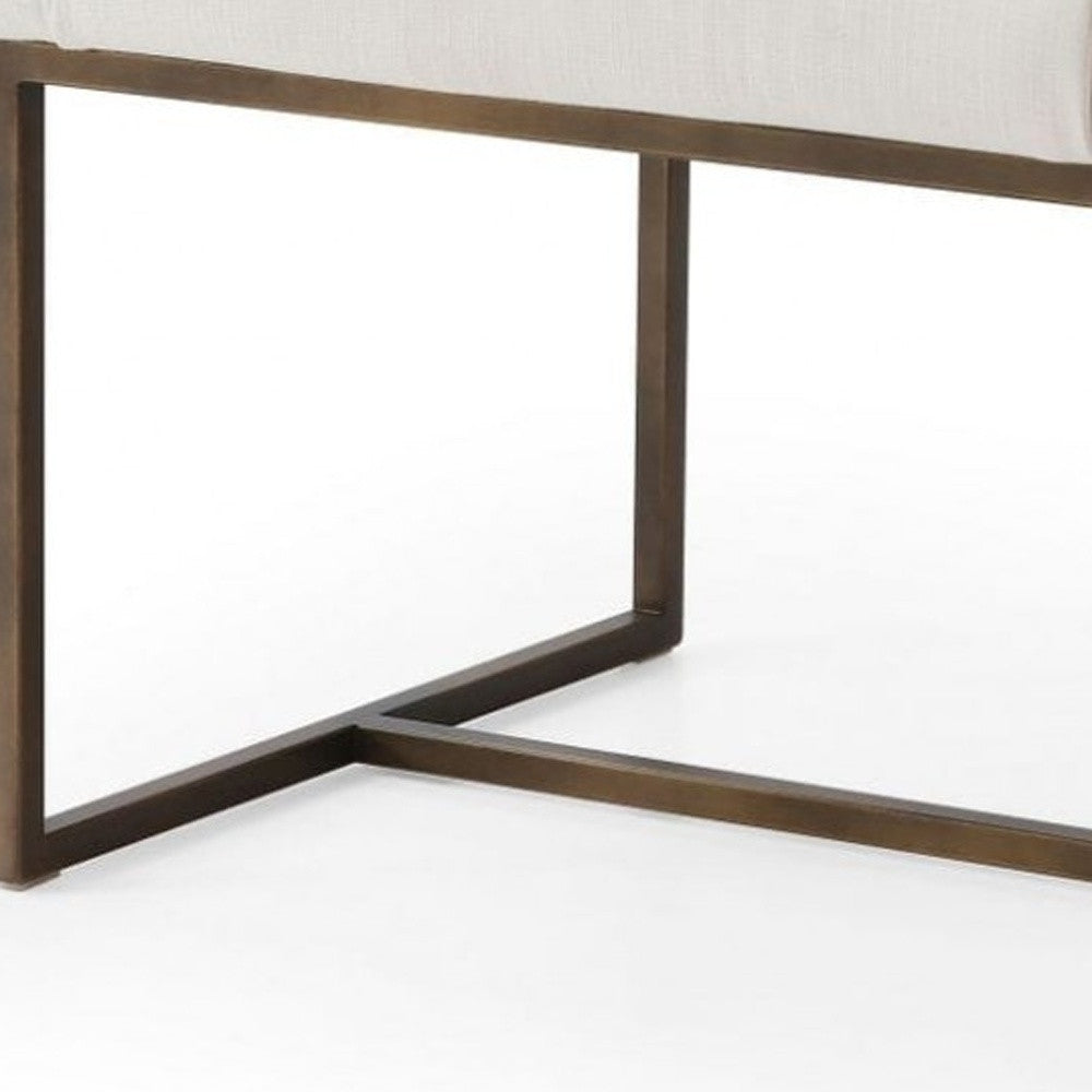 White & Brass Fabric Dining Chair