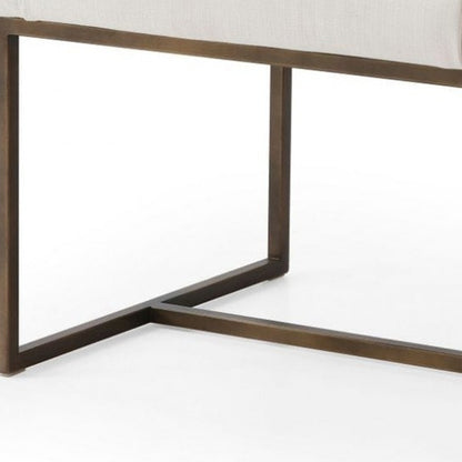 White & Brass Fabric Dining Chair