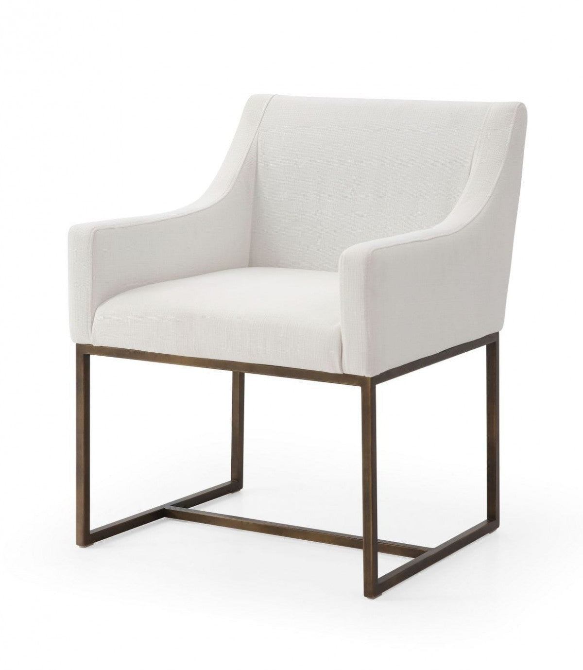 White & Brass Fabric Dining Chair