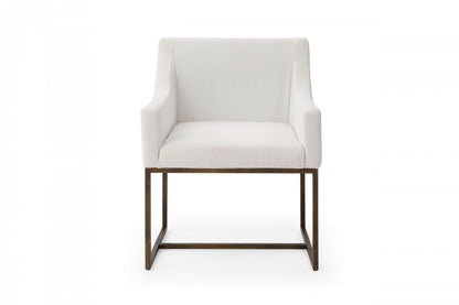 White & Brass Fabric Dining Chair