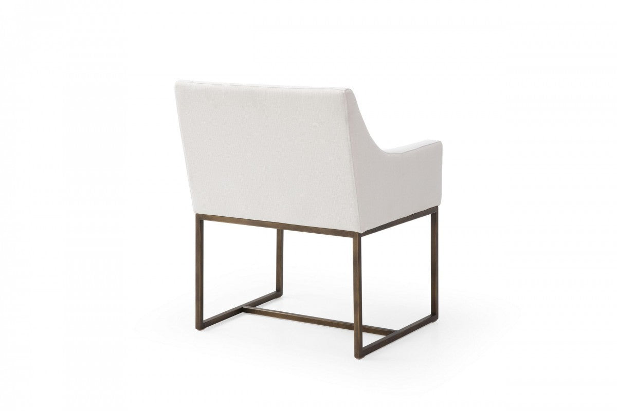 White & Brass Fabric Dining Chair