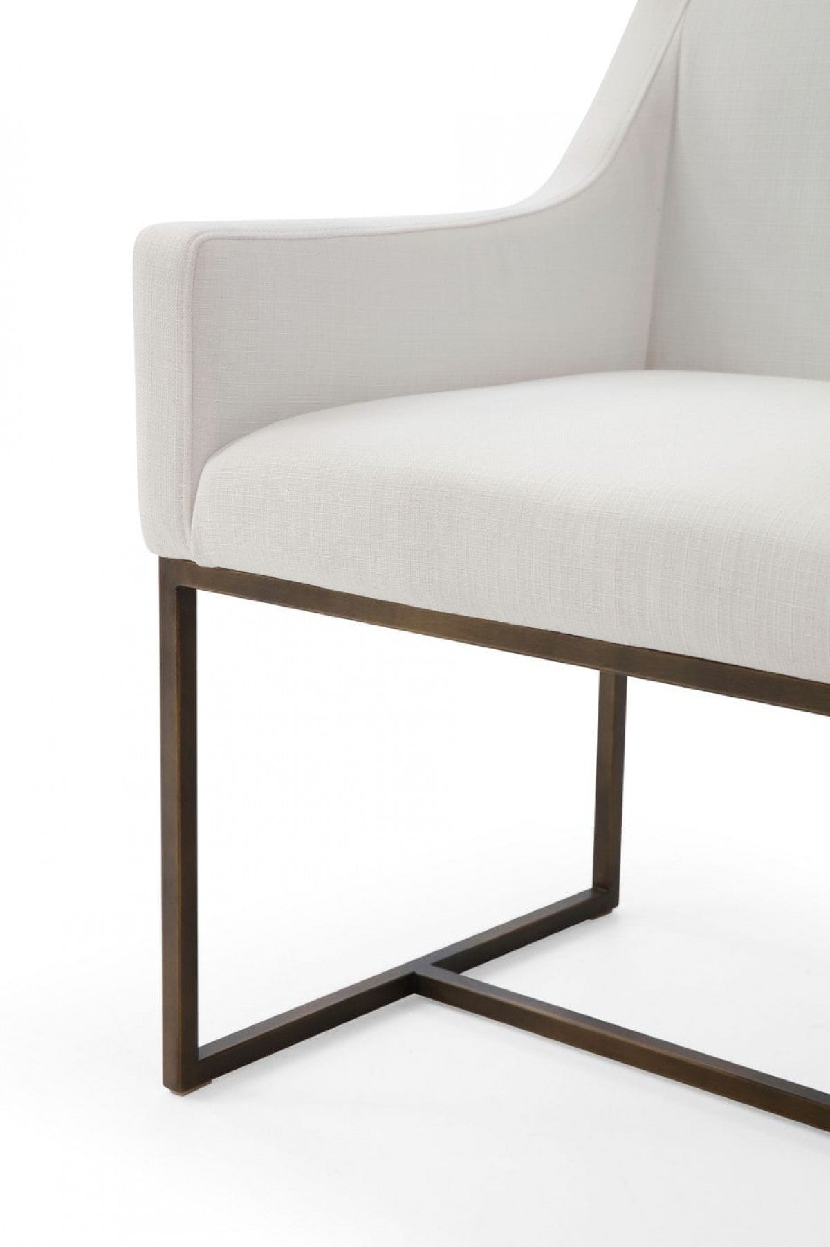 White & Brass Fabric Dining Chair