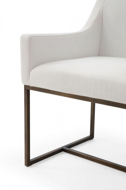 White & Brass Fabric Dining Chair