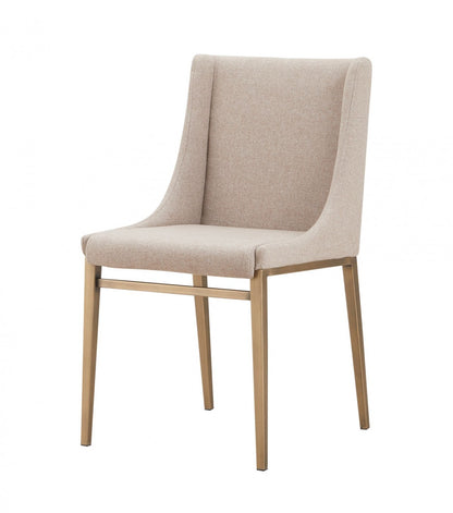 Beige Brass Contemporary Dining Chairs - Set of 2