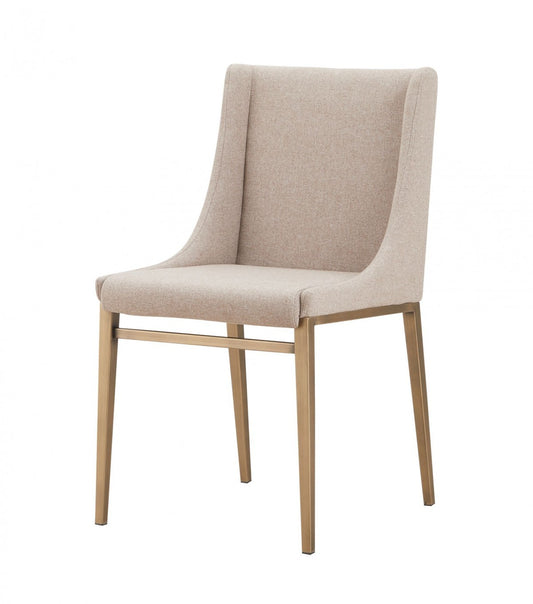 Beige Brass Contemporary Dining Chairs - Set of 2