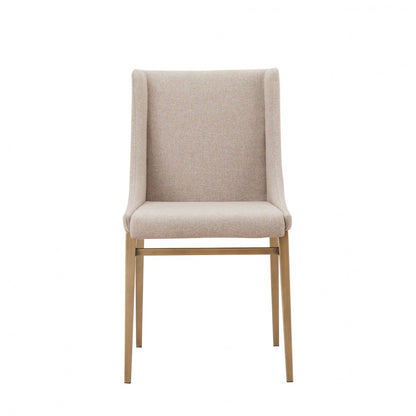 Beige Brass Contemporary Dining Chairs - Set of 2