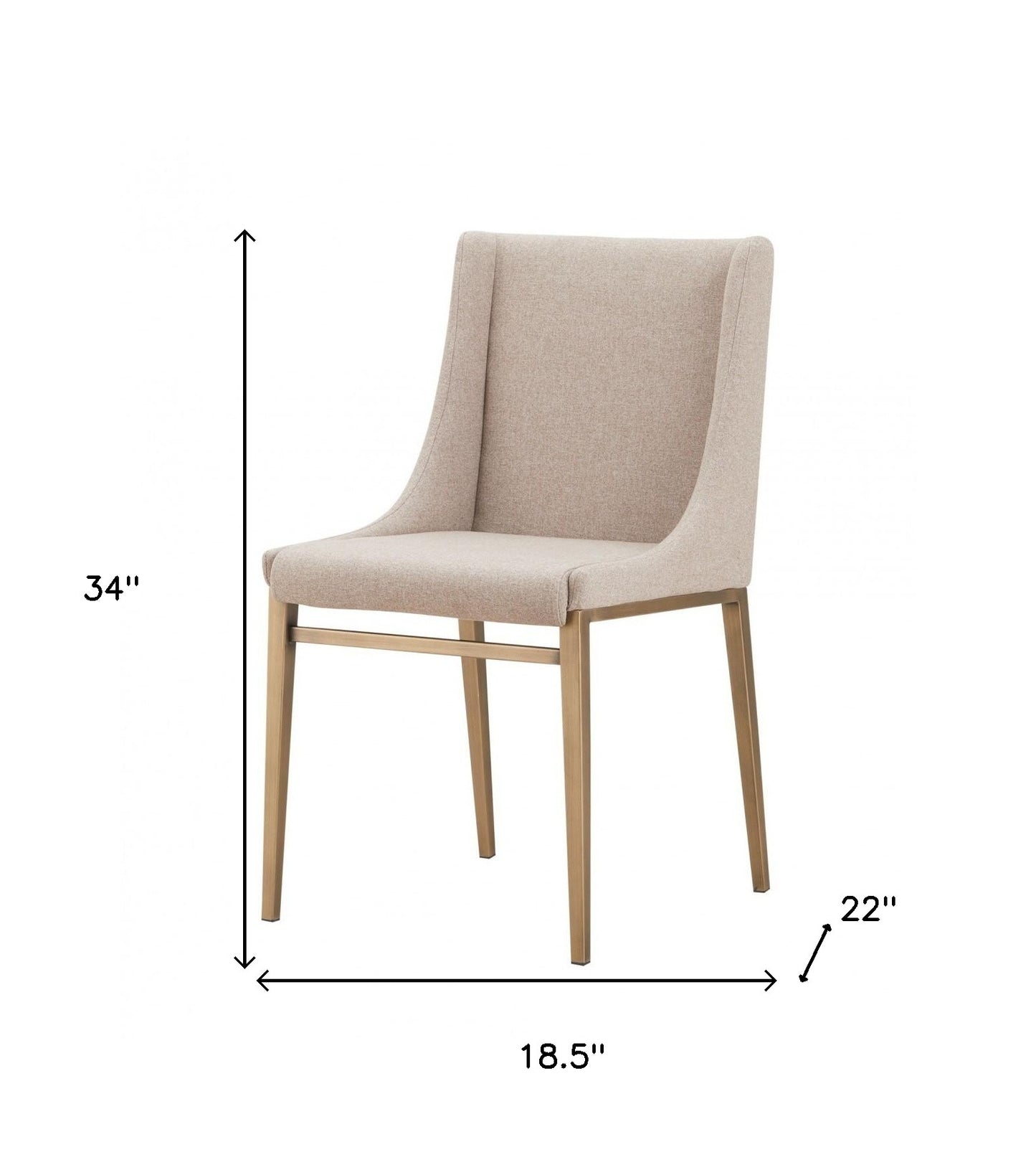 Beige Brass Contemporary Dining Chairs - Set of 2