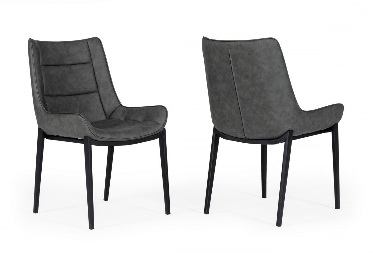 Gray Faux Leather Dining Chairs - Set of 2