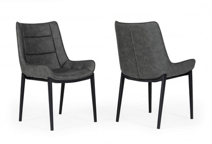 Gray Faux Leather Dining Chairs - Set of 2